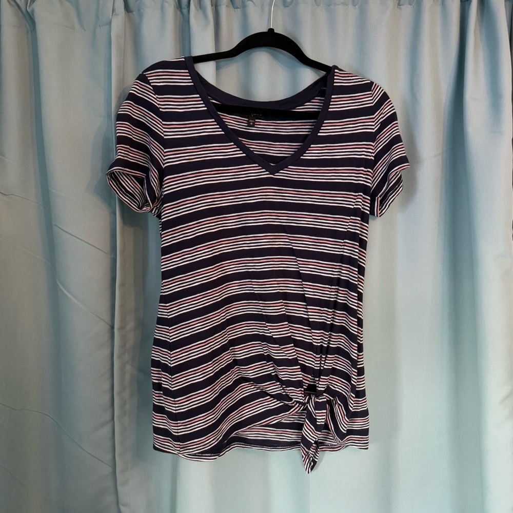 Express v neck rainbow stripe tie top